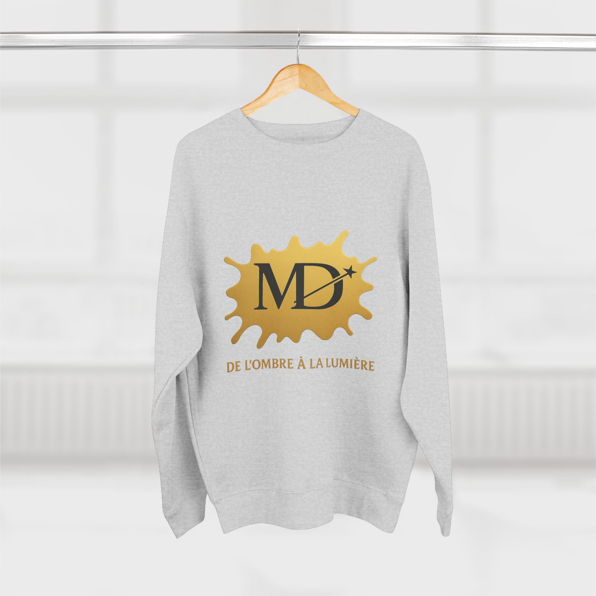 Gold MD Logo Crewneck Sweatshirt — "De l'Ombre à la Lumière"