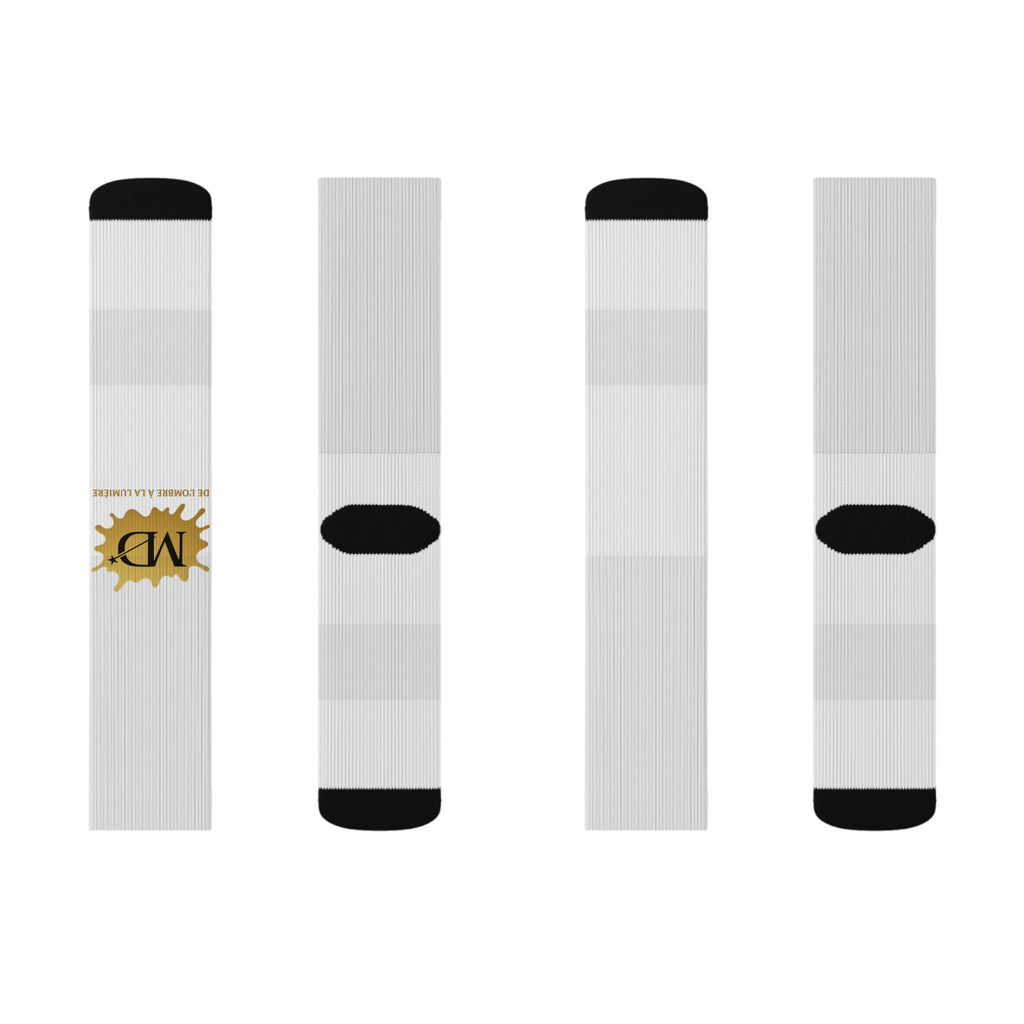 Custom Sublimation Crew Socks — Monogram Gold Paint Splash