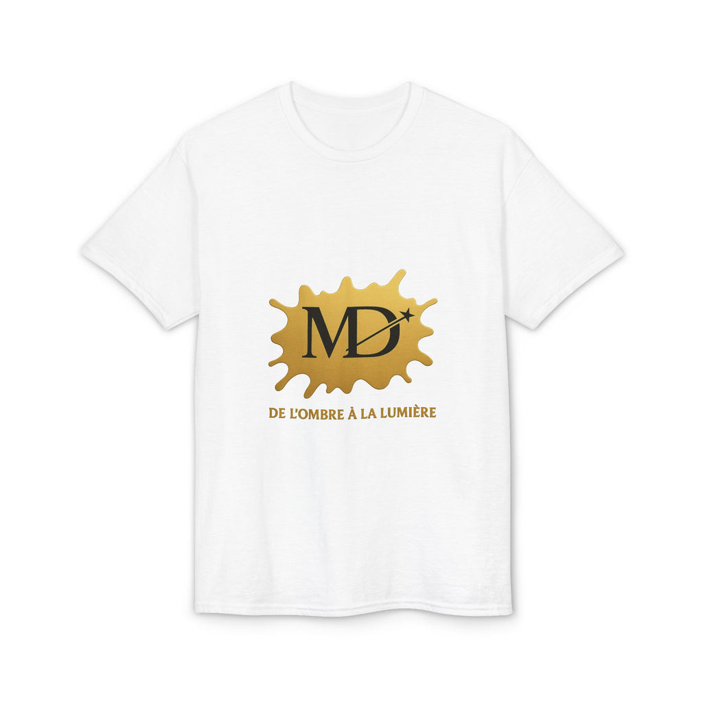 Gold MD Logo T‑Shirt — "De L'ombre à la Lumière" Graphic Tee