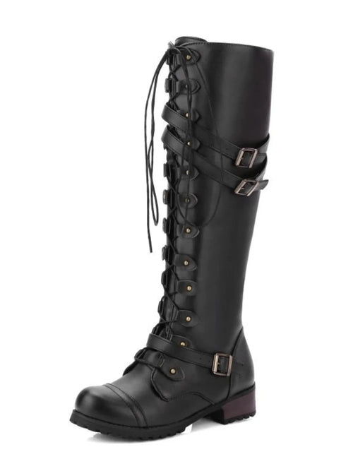 Lace-Up Boots : With Buckle Straps