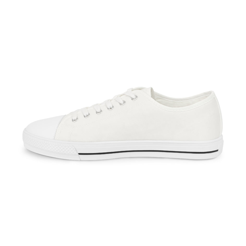 Men's White Low Top Sneakers with Gold Sunburst MD Logo