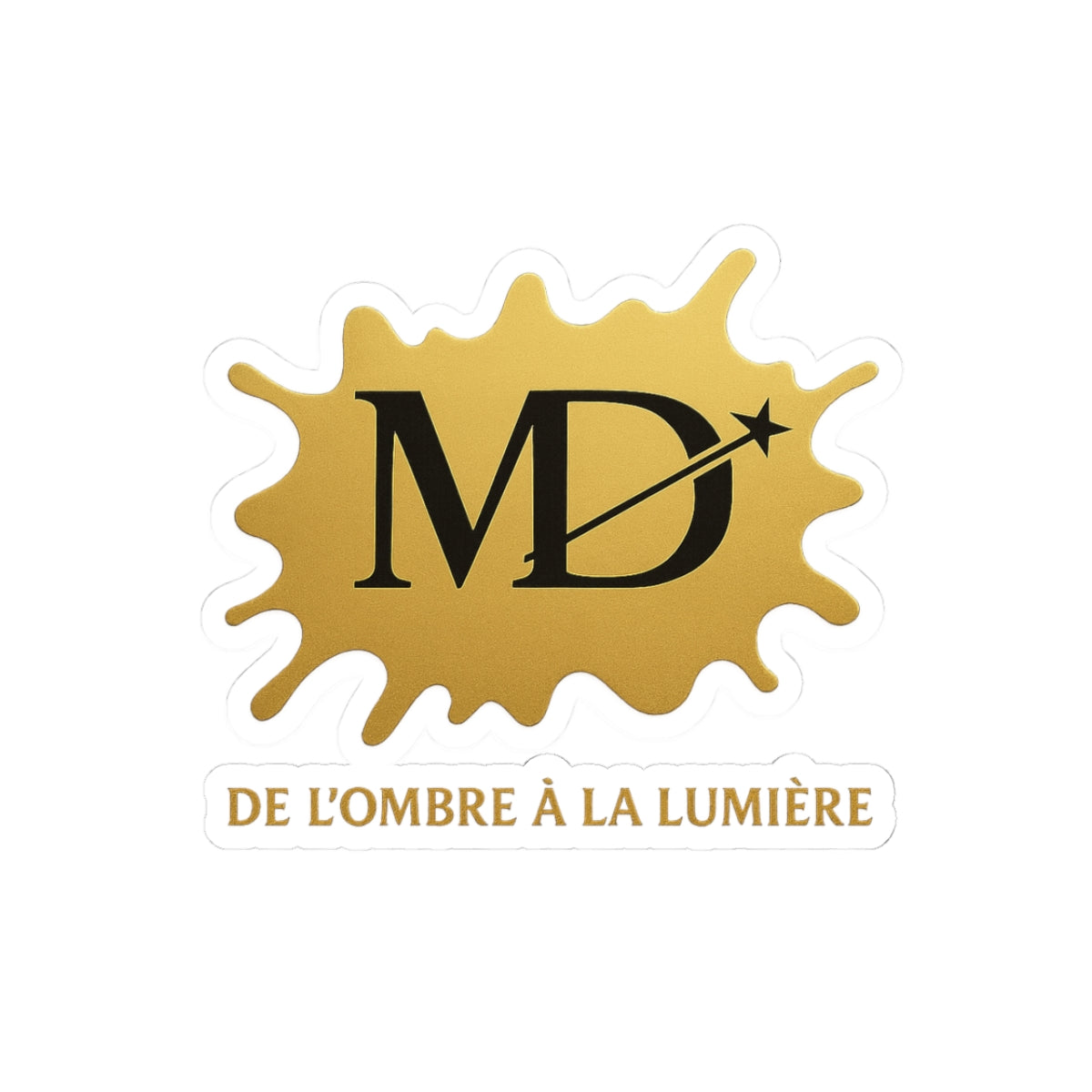 Gold MD Logo Kiss-Cut Sticker — “De l'ombre à la lumière” Laptop Decal