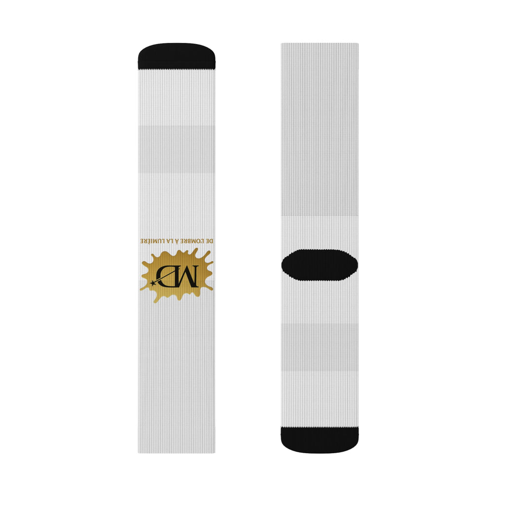 Custom Sublimation Crew Socks — Monogram Gold Paint Splash