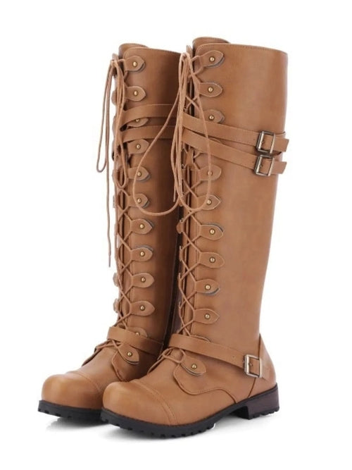 Lace-Up Boots : With Buckle Straps