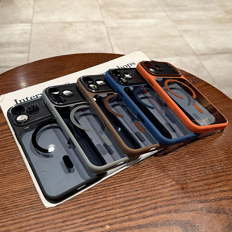 Luxury Magnetic Metal Lens Bumper Protection Case For iPhone 17 Air 16 15 14 13 12 11 Pro Max Plus Wireless Charge Hard Cover