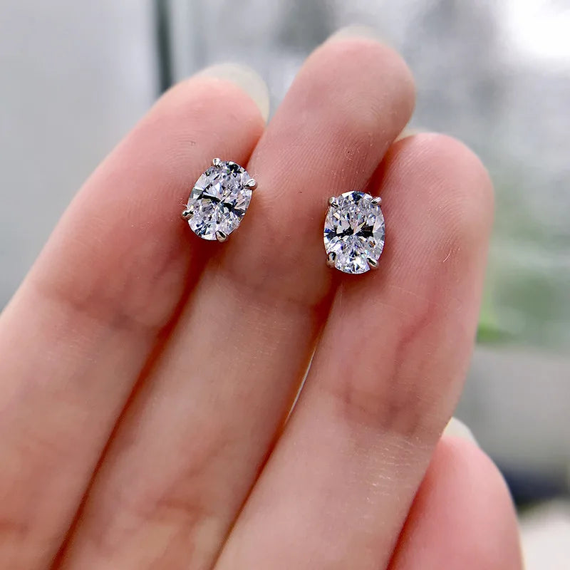 CAOSHI Simple Shiny Oval-shaped CZ Earrings for Female Graceful Lady Versatile Accessories Classical Elegance Women's Jewelry