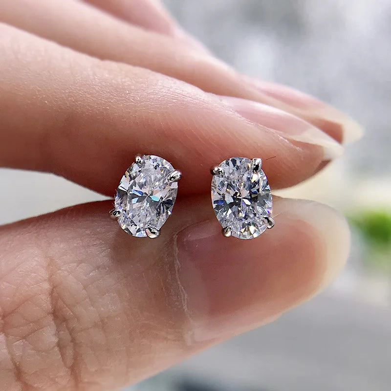 CAOSHI Simple Shiny Oval-shaped CZ Earrings for Female Graceful Lady Versatile Accessories Classical Elegance Women's Jewelry