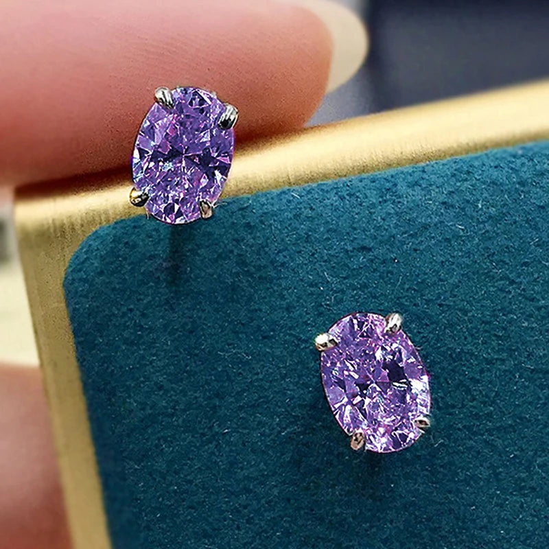 CAOSHI Simple Shiny Oval-shaped CZ Earrings for Female Graceful Lady Versatile Accessories Classical Elegance Women's Jewelry