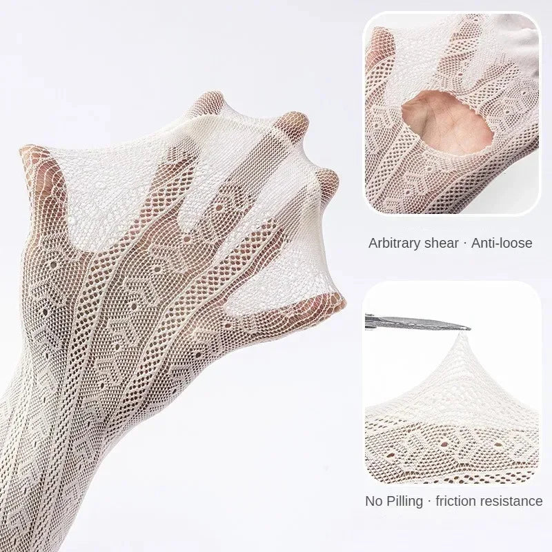 2025 New Summer Girls Tights Pure Cotton Breathable Mesh Beige White Black Children Princess Pantyhose Lolita Leggings For 2-12y