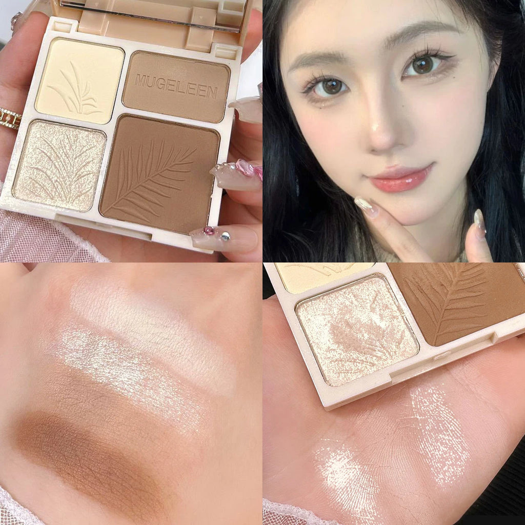 4 Colors Highlighter Contour 3D Facial Bronzer Cosmetic Brightening Beige Matte Highlights Palette Eye Shadow Nose Powder Makeup