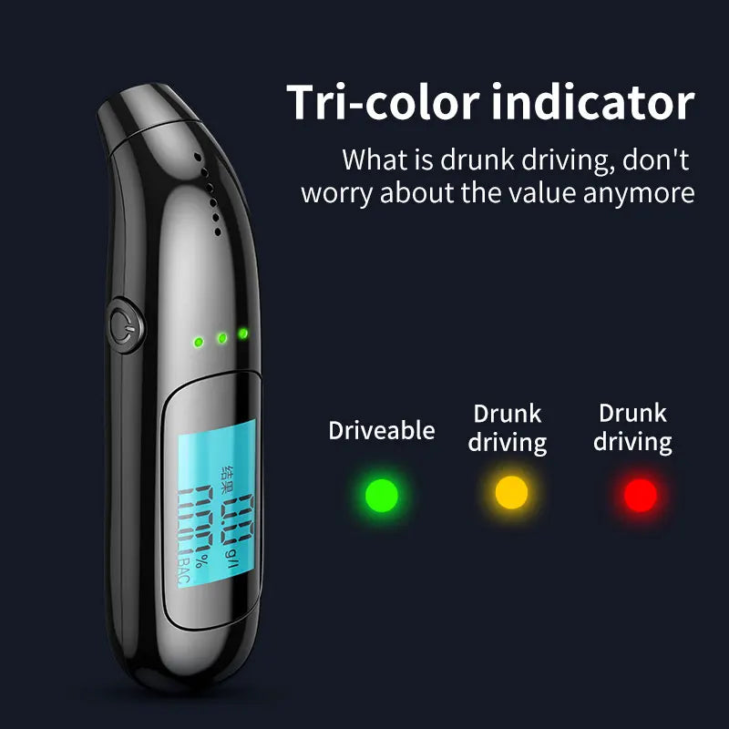 Portable Breathalyzer Professional Breath Alcohol Tester LCD Display Detector for Drunk Driving Car Electronics Alcohol Test